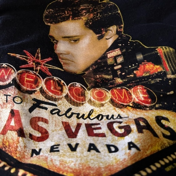 ELVIS Graphic Band Concert Festival Collector Black Las Vegas Tee Shirt Size 2X - Picture 3 of 6